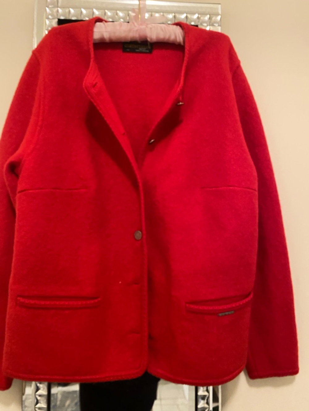 Red Women's Wool-Blend Button Front Jacket